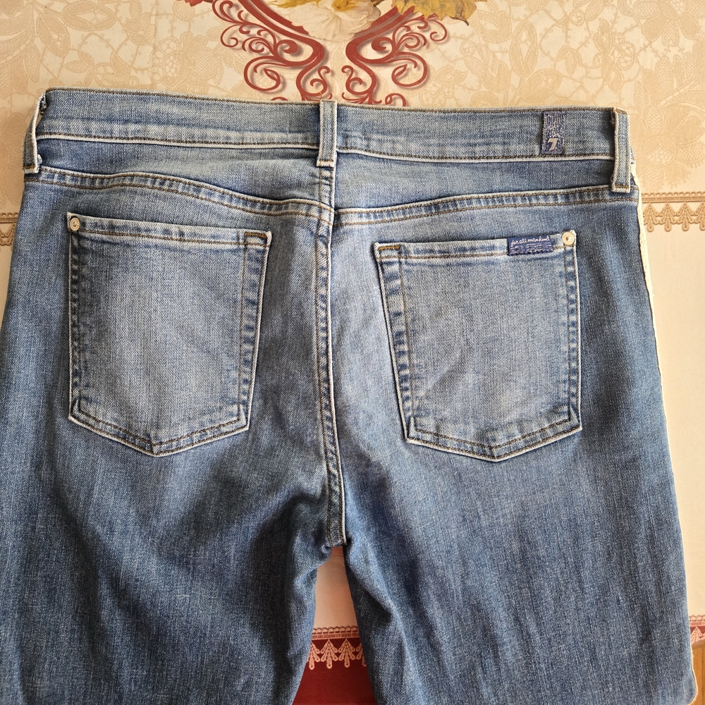 7 For All Mankind Roxanne Skinny Jeans Womens Size 32 Blue Double Racing Stripes - Picture 6 of 15